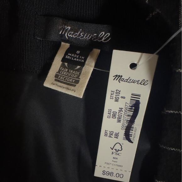 Madewell Wool-Blend Mini Skirt in Almost Black Pinstripe Size 8 - Picture 9 of 9